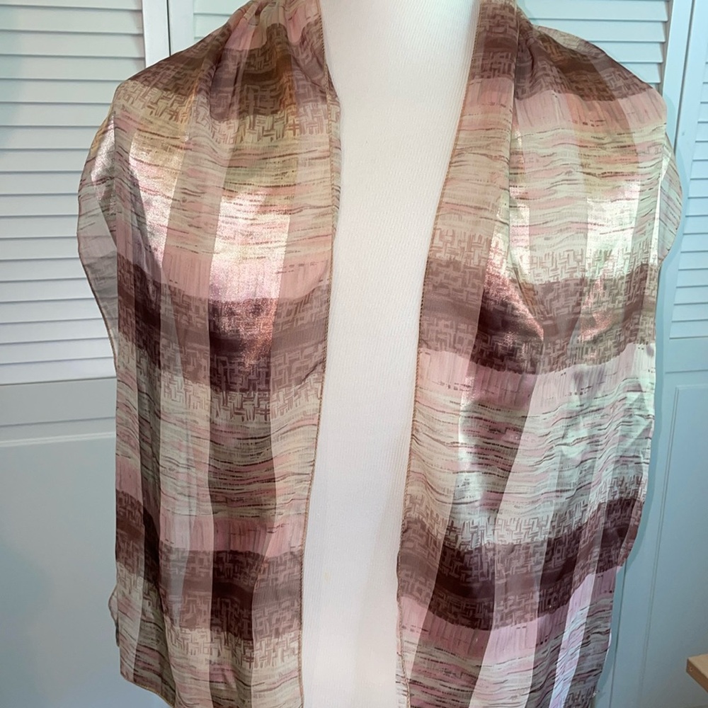 Mauve, pink tone semi sheer scarf - Picture 3 of 3